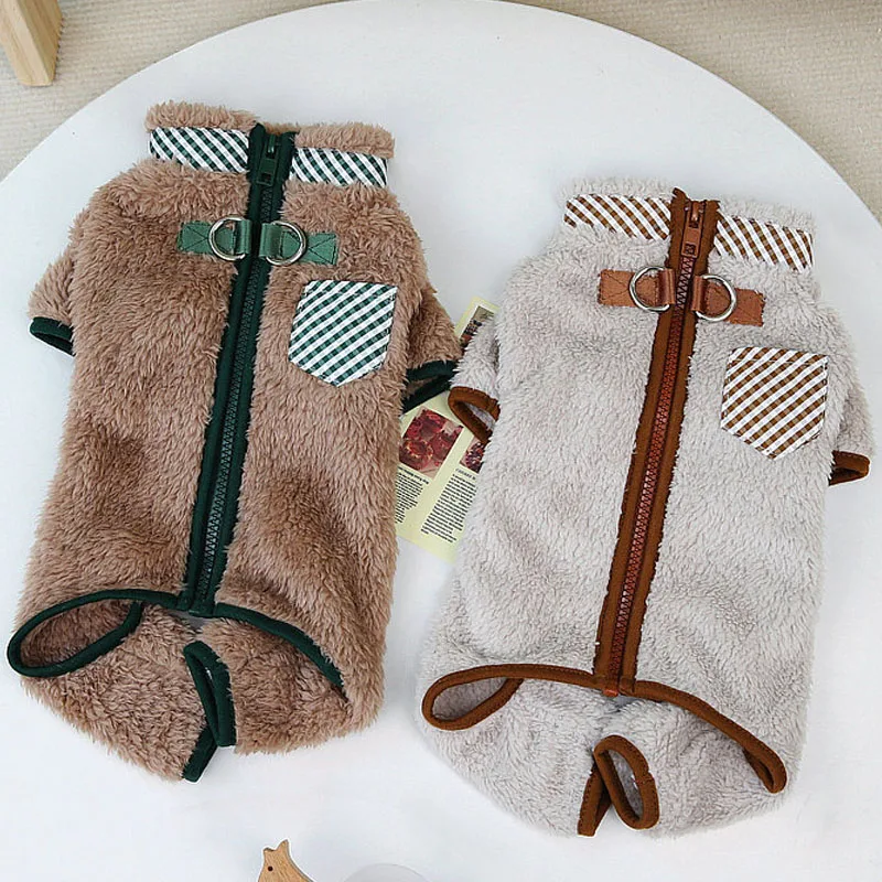 

Dog Clothes Winter Zipper Costume Fleece Warm Jumpsuit Overalls For Small Dog Shih Tzu Dachshund Poodle Puppy Romper Bodysuit XS