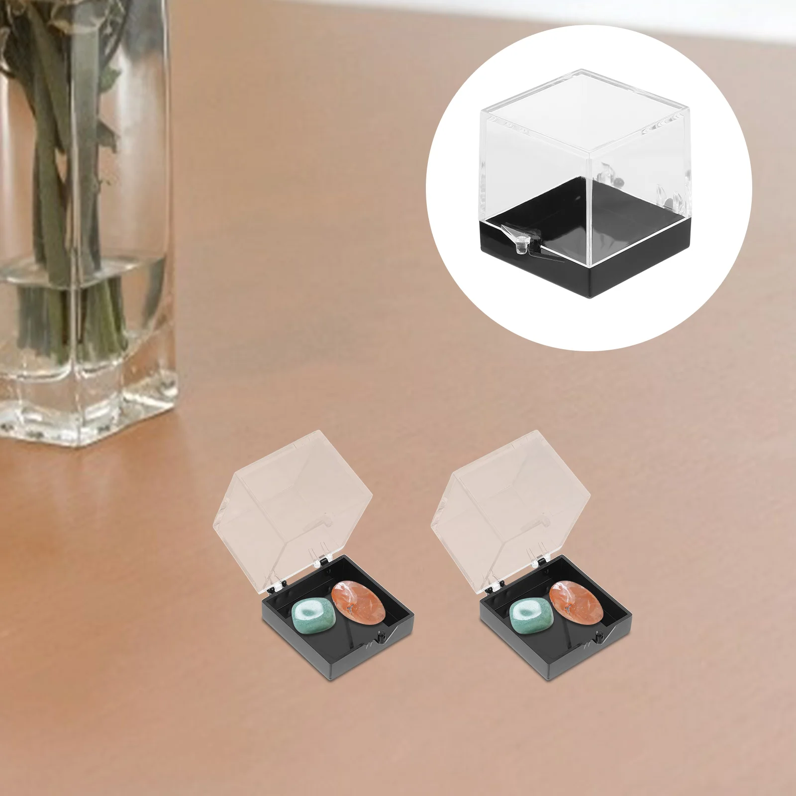 

6 Pcs Specimen Display Box Storage Boxes Clear Case Square Plastic Rock Container Mineral Sample Holder