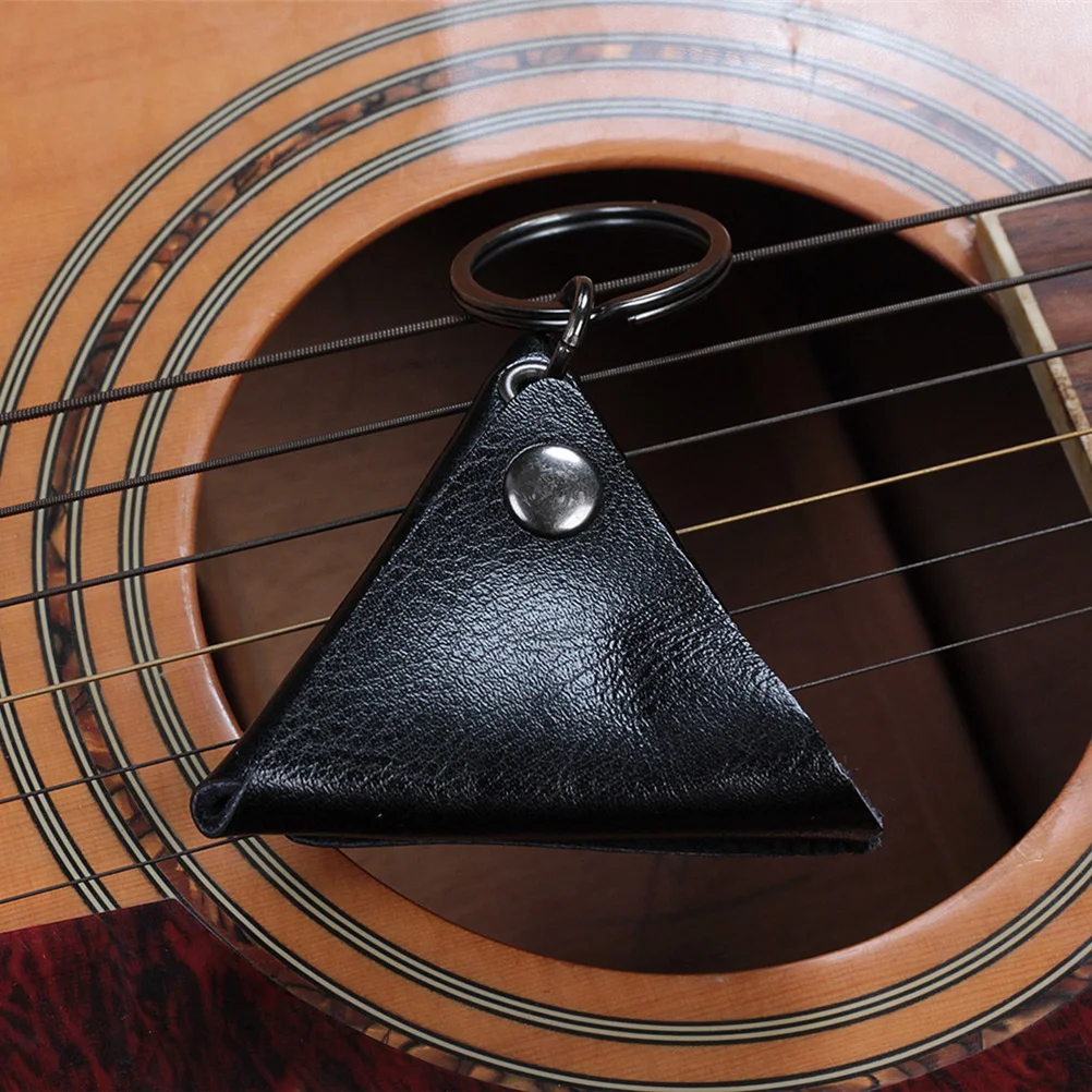 

Triangle Guitar Pick Holder Black with Metal Button for Acoustic Electric Guitar Travel Concert Music Party Accessories