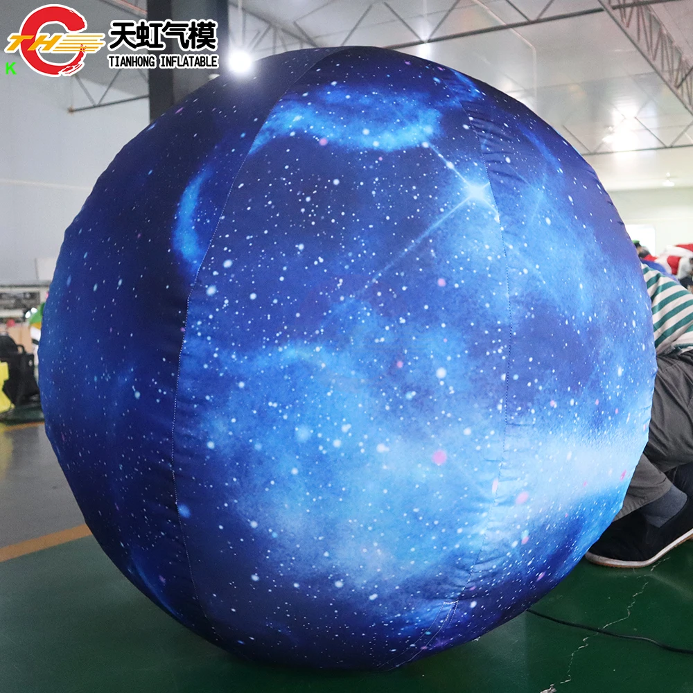 3m Dia LED Lighting Inflatable Planet Balloon Full Printing Saturn Sun Mercury Advertising Air Balloons for Sale