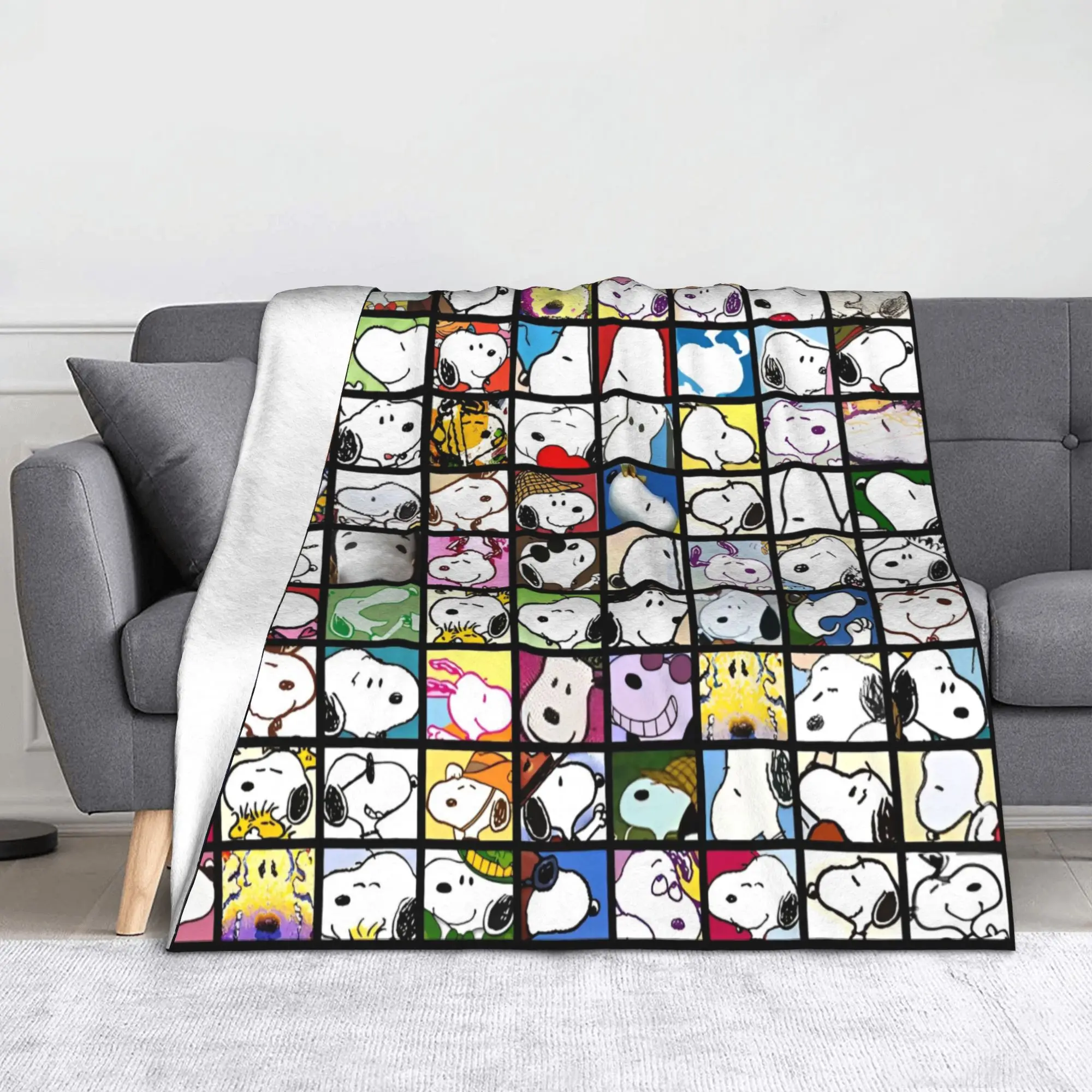 

Одеяло с коллажем Снупи, фланелевые одеяла с героями мультфильмов, украшение для домашнего дивана, мягкие теплые покрывала