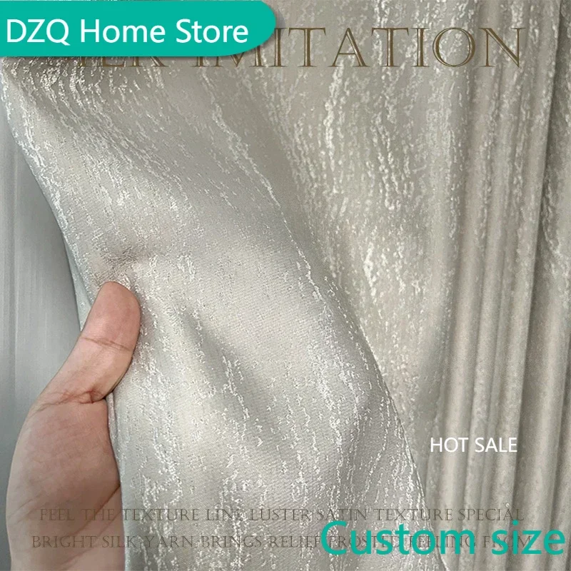 

Light Luxury Style High-precision Curtain Imitation Silk Gold Wire Jacquard Satin Texture European Style Curtain for Living Room