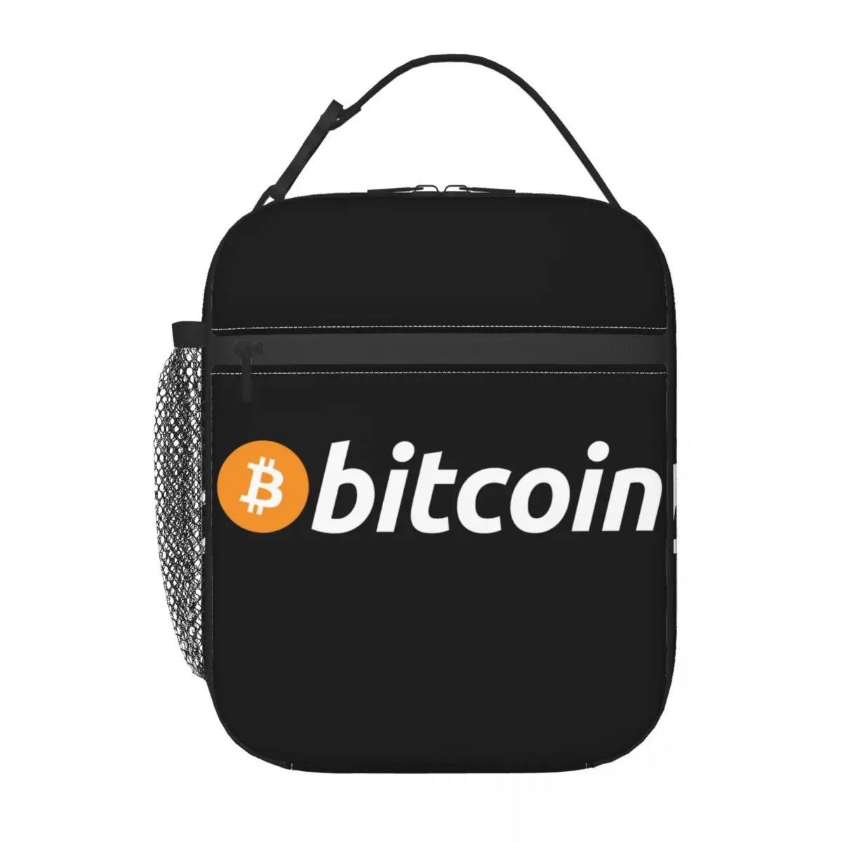 La borsa per il pranzo isolata con Logo Bitcoin Tote Food Handbag