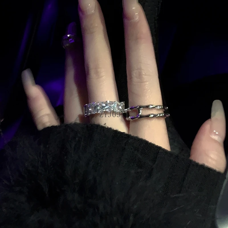 Япония и Корея, простое высококачественное универсальное кольцо с полным алмазным бамбуковым соединением, костяное открывающееся кольцо, двухслойная комбинация для укладки