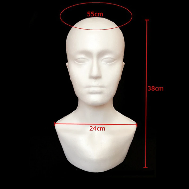 Cabeza de Maniquí de espuma para exhibición masculina, modelo de soporte para pelucas, sombrero y bufanda