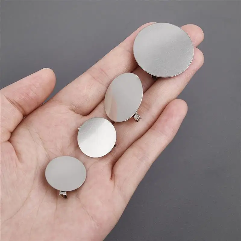 20pcs Silver Round Blank Tray Flat Brooch Base Settings For DIY Jewelry Making Handmade 15/20/25/30mm Brooch Accessories