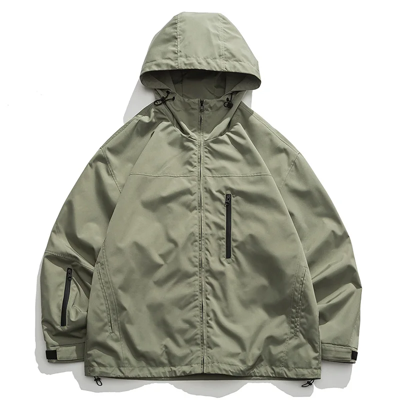 Jackets Men Windbreaker Jacket Autumn Loose Oversized Men's Jacket Solid Zipper Loose Coat  Jacket Custom
