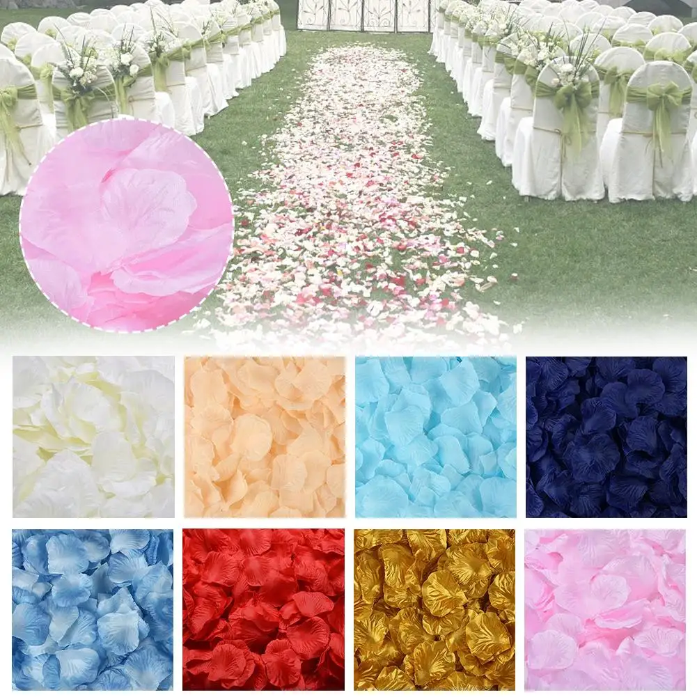 100Pc/bag  Artificial Fake Rose Petals Colorful Red White Gold Roses Petal Flowers For Romantic Wedding Party Favors Decoration