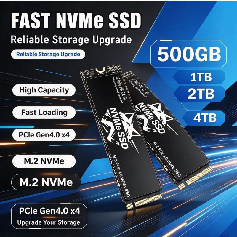 Disco rígido SSD M.2 preto, 2 TB, 4 TB, NVMe M2 SSD, 500 GB, PCIe 4.0, unidade de estado sólido interna para portátil e computador de secretária.