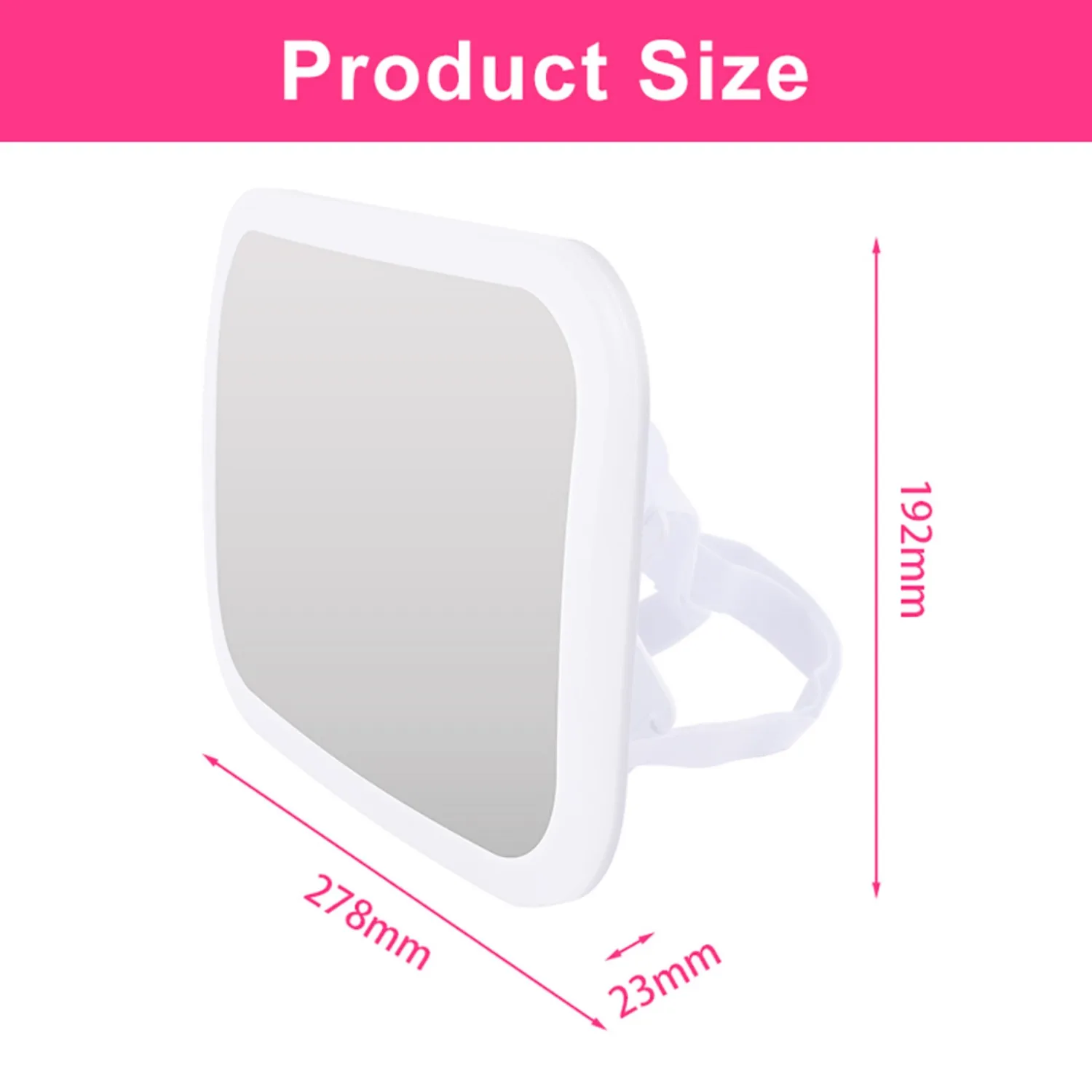 Babysicherer Steckspiegel mit umgebenden LED-Leuchten – bruchsicheres Acryl, Klettverschlusshalterung für Kinderzimmer und Kinderzimmer