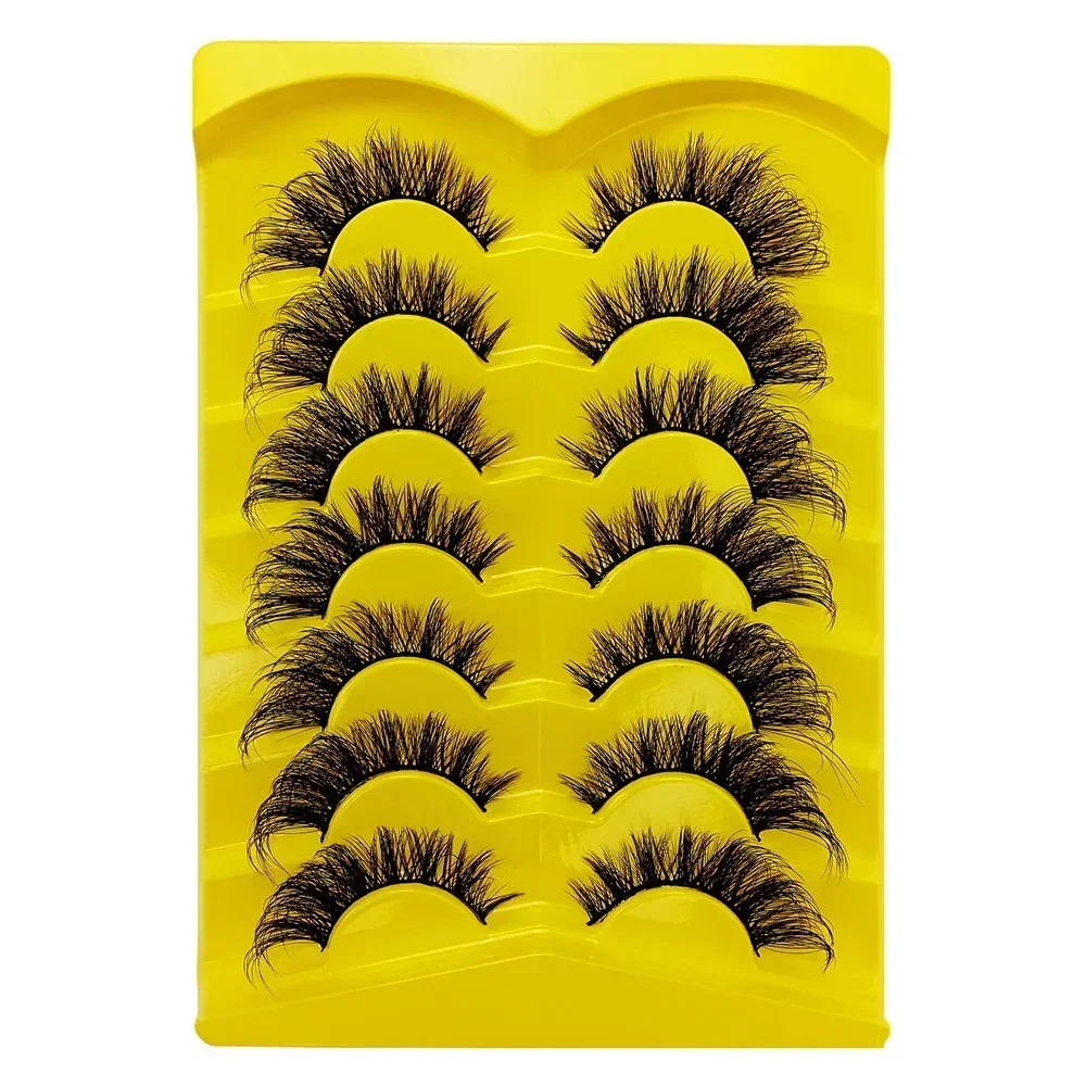 7 Pairs Cat Eye Eyelashes 3D Natural False Lashes Fluffy Soft Cross Manga Lashes Wispy Natural Eyelash Extension Makeup