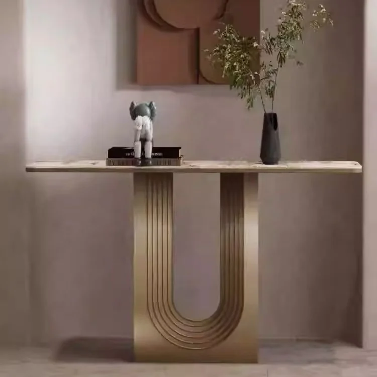 New Chinese-Style Marble Foyer Table Long Corridor Wall-Facing Console Table for Entrance Lobby Club Decoration End View Table