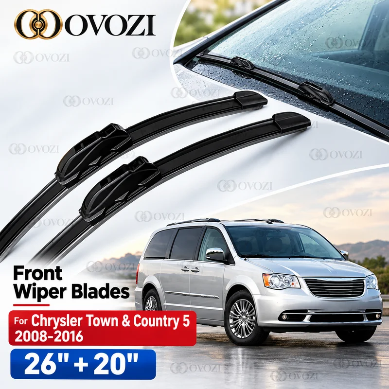 LHD Front Wiper Blades For Chrysler Town & Country 5 2008-2016 Windshield Windscreen Window Car Brushes 26"+20" Pair