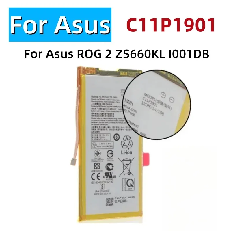 Replacement for Asus ROG 2 ZS660KL I001DB New C11P1901 6000mAh Hight Mobile Phone Battery Game Phone Generation Battery