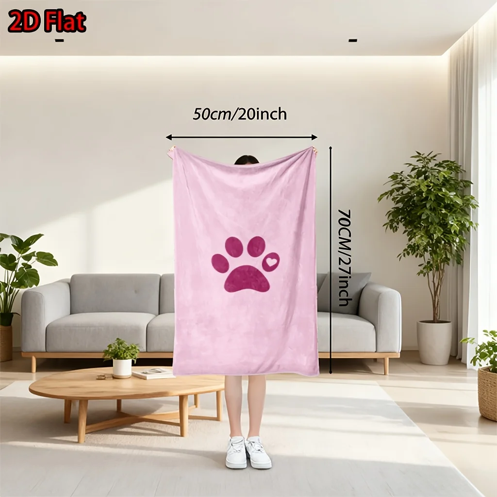 Cute Pink Paw Print Blanket Throw Fleece Blanket for Dog Cat Pet Lover Nursery Decor Baby Shower Gift Cozy Warm Bedding Storage