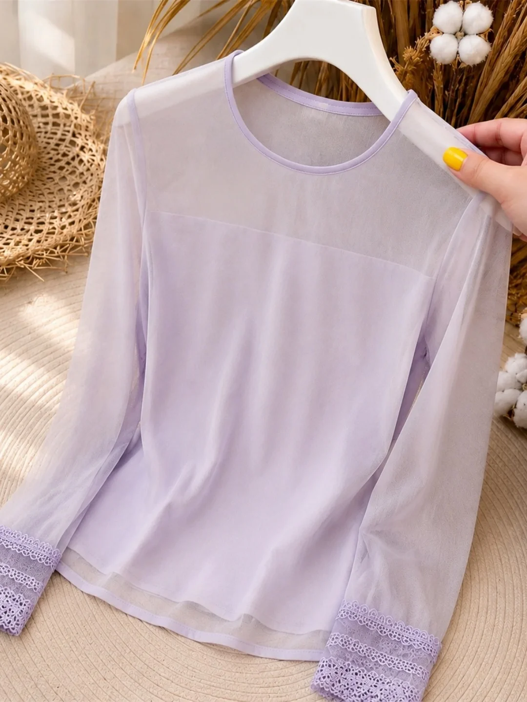 Summer 2026 Women's Casual Loose Long Sleeve Lace Sun Protection Top Fashionable Comfortable All-Match Straight Tube Design