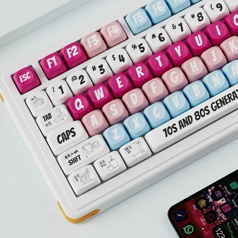 Bonito keycap sublimação térmica teclado mecânico pbt conjunto completo suporte 75% 98% layout teclado jogo escritório oqo teclado bonés