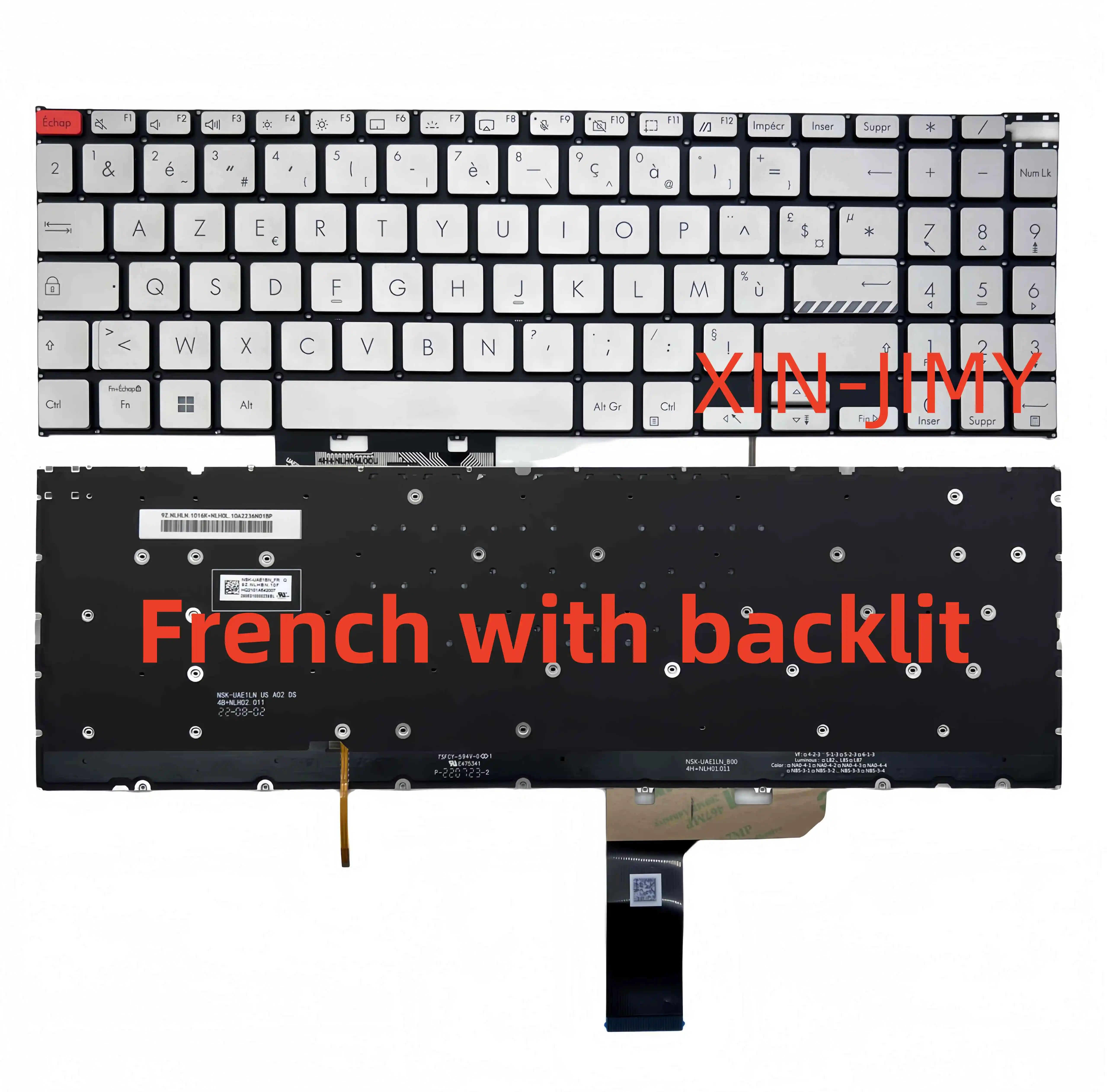 

Серебряная клавиатура для ноутбука с французской раскладкой для Asus K6502/K6602 9Z.NLHBQ.G1E с подсветкой