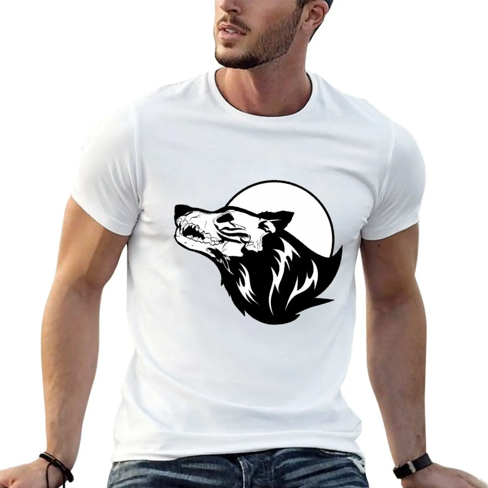 

WRMFZY Spiritus Skelewolf T-Shirt man t shirts for men man t shirt cotton graphic t shirts for man T-Shirt