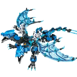 Phantom Ninja Eis Wasser Serie Doppel-Headed Element Drachen Bausteine Set Klassische Cartoon Modell Bricks Kit Kind Spielzeug Geschenk