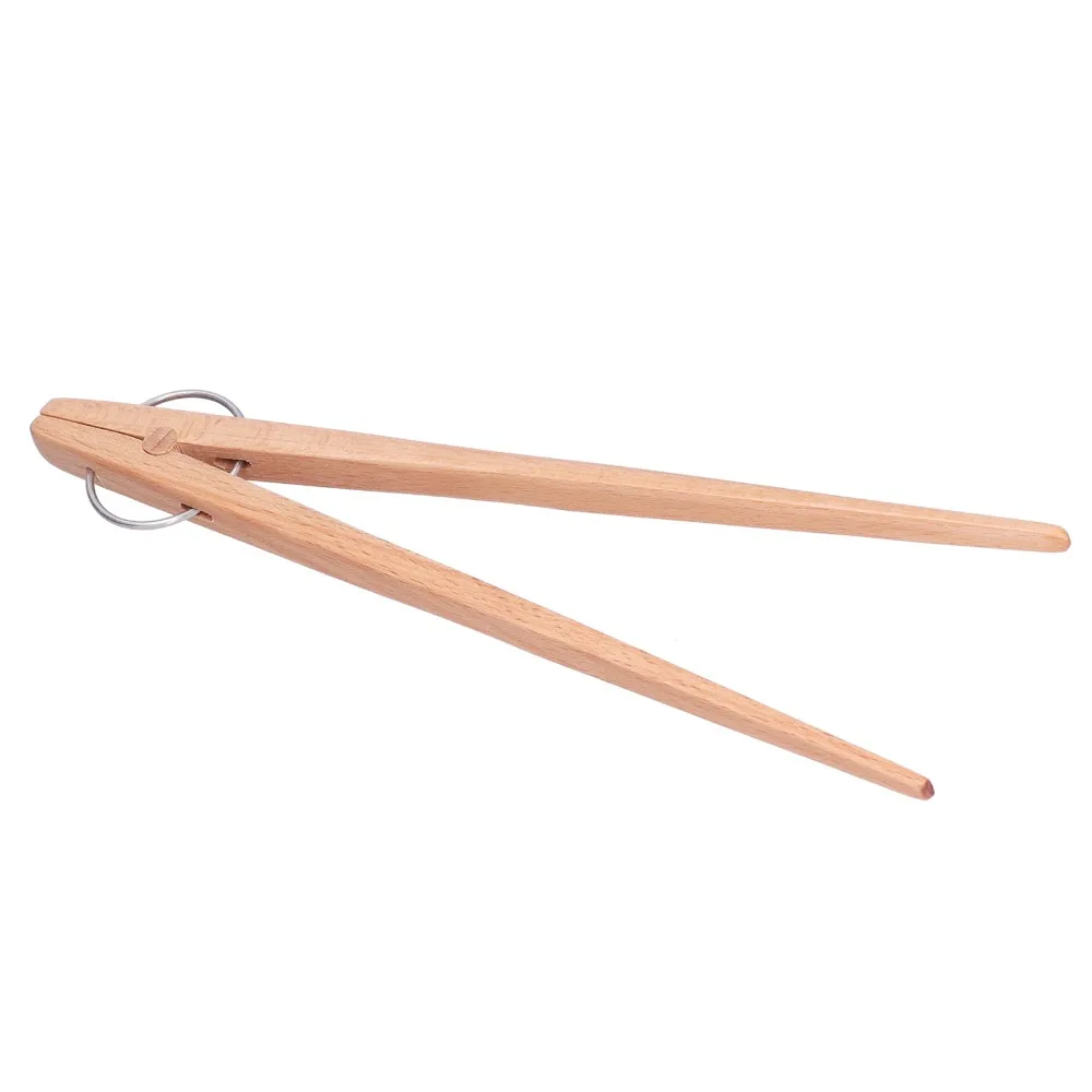 Kitchen Gadget Wooden Bread Tongs Reusable Long Length Wooden Tongs Durable Classic Snack Clip Food/Salad/Fruits/Pickles