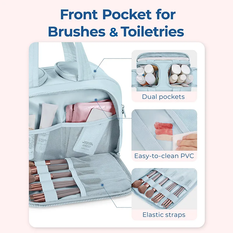 Große Kosmetiktasche - Tragbarer Reise-Organizer für Make-up, Hautpflege, Essentials - Für Unterwegs, Zuhause, Hotelaufenthalte – Detail 13