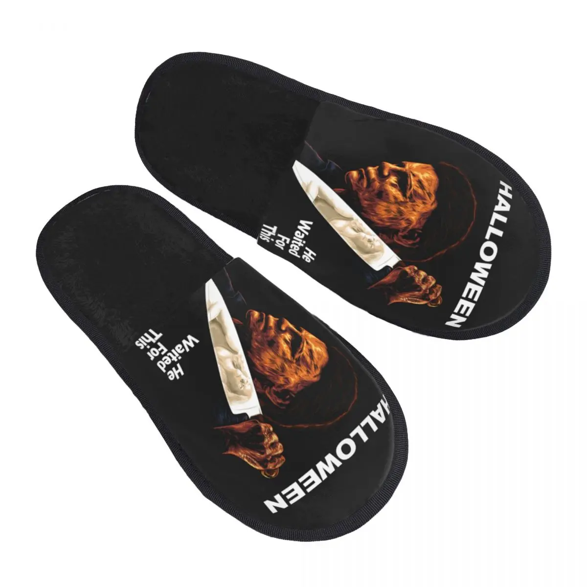 Custom Michael Myers Knives Memory Foam Slippers Women Cozy Warm Halloween Spooky Movie House Slippers