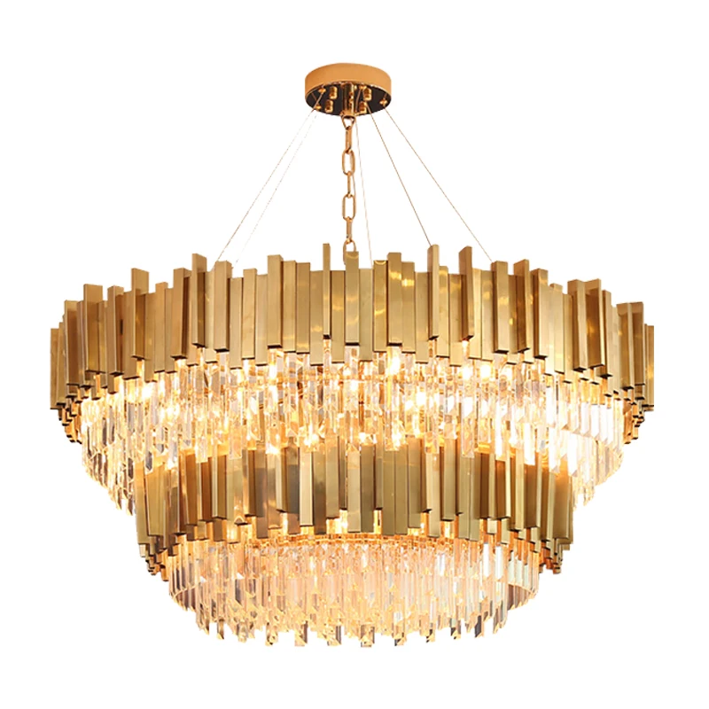 Modern Design Rectangle Round Large Luxury Large Hanging Light Sliver Hote KTV LED Chandelier Pendant Light