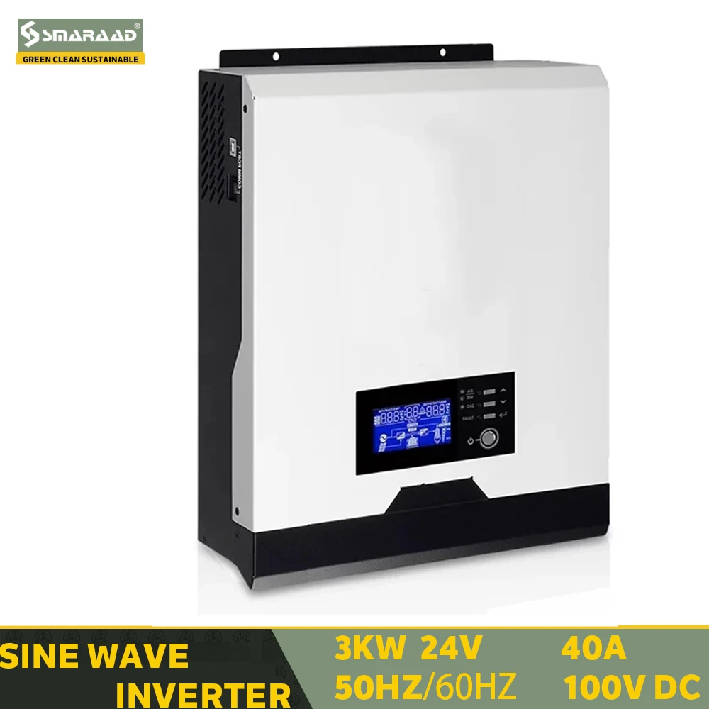 

SMARAAD 3KW 230VAC 24V Soalr Inverter 50Hz 60Hz 3000VA PWM 70A Pure Sine Wave Charge Current Inversor With Battery Charge