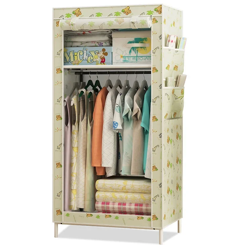 Folding Portable Cabinets for Living Room Portable Wardrobe Dresser Wooden Couple Wardrobe Organizers Clothe