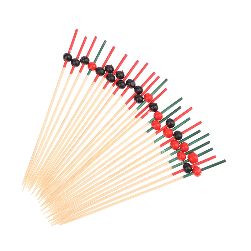 100pcs 12cm Bamboo Toothpicks Pick Buffet Cupcake Fruit Fork Party Dessert Salad Stick Cocktail Skewer For Wedding Party Decor