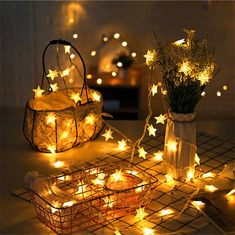 Eid al-Fitr Fairy Star LED String Lights - Indoor Outdoor Decor for Home Party Wedding Garden Room Islamic Festival Celebration