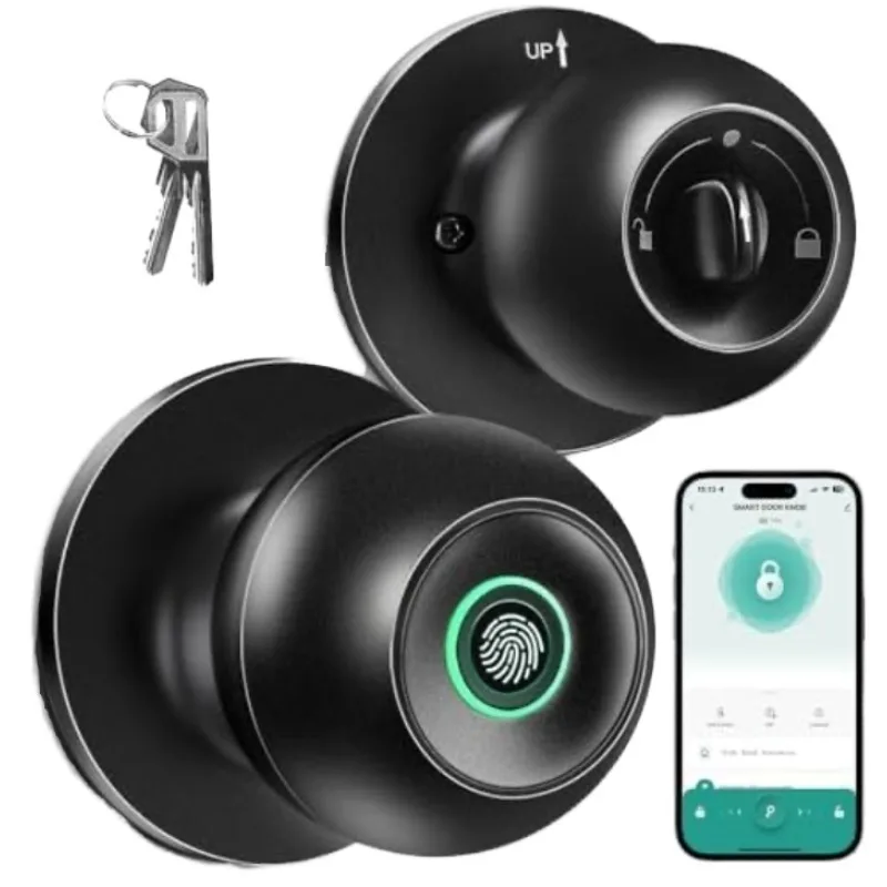 Smart Door Knob Fingerprint Door Lock Smart Lock with App Control Blue Door Lock for Home