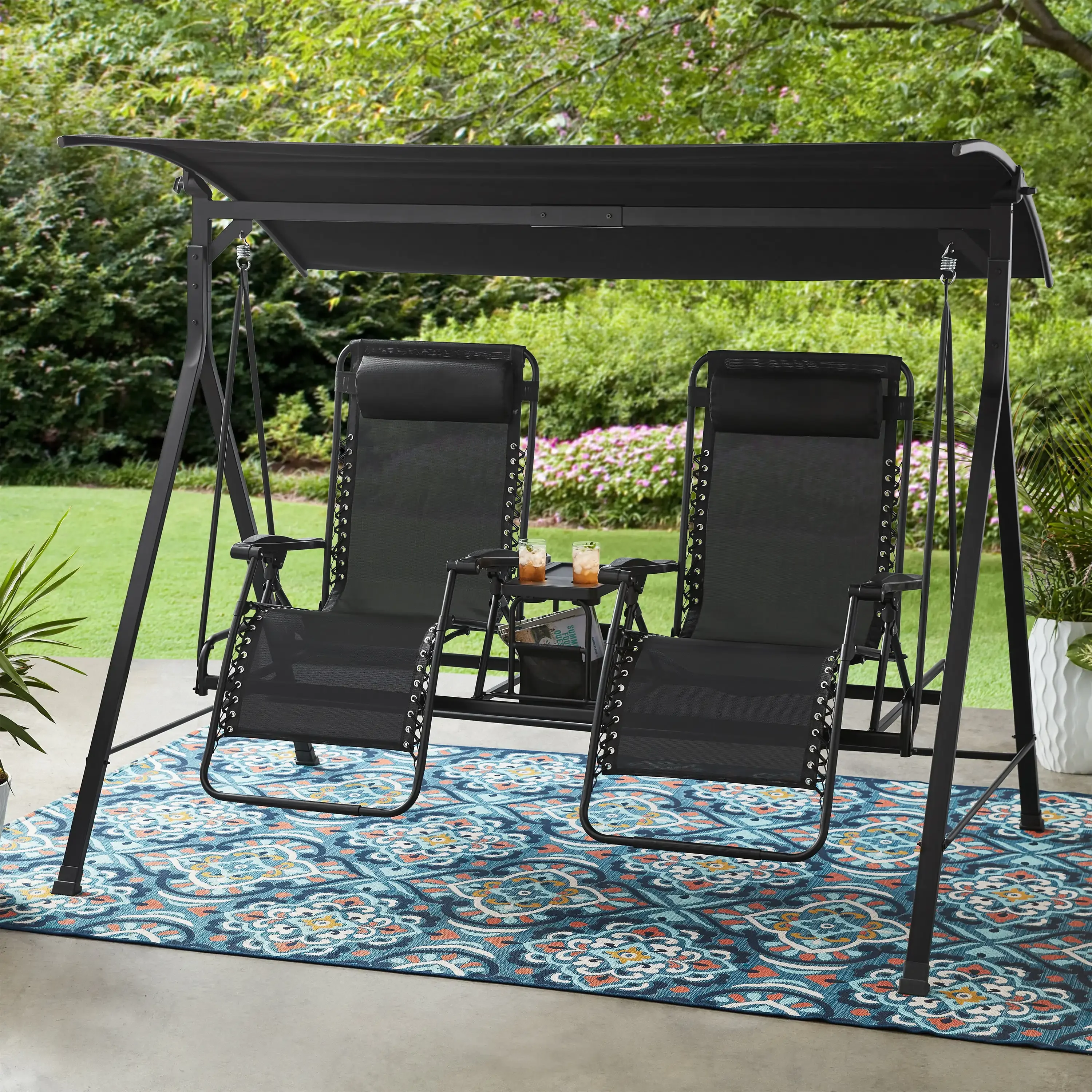 Zero-Gravity Steel Porch Swing, Multiple Colors