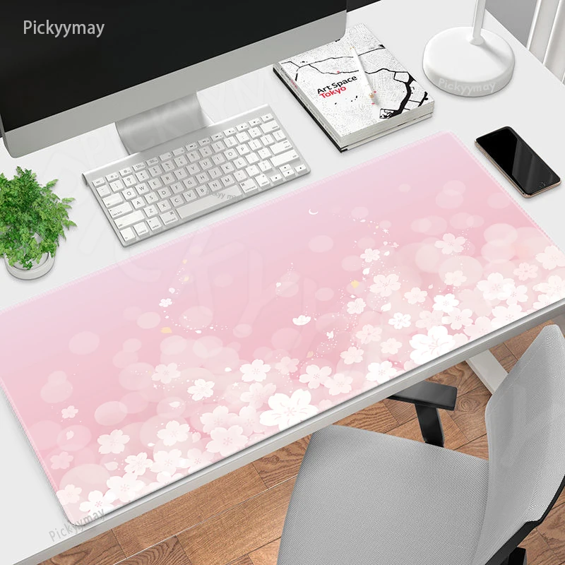 

Pink Cherry Blossoms Mouse Pads Gaming Mousepad Gamer Mouse Mat Keyboard Mats Sakura Desk Pad Mousepads XXL 90x40cm