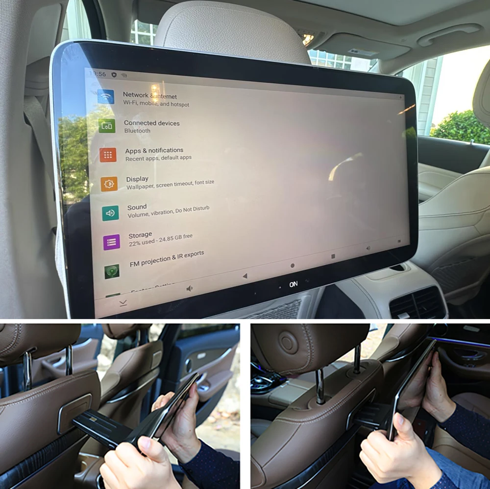 

13.3 Inch Bluetooth WiFi Android 12.0 Headrest Monitor For Mercedes-Benz C E S GLC GLE GLS Class Rear Seat Entertainment System