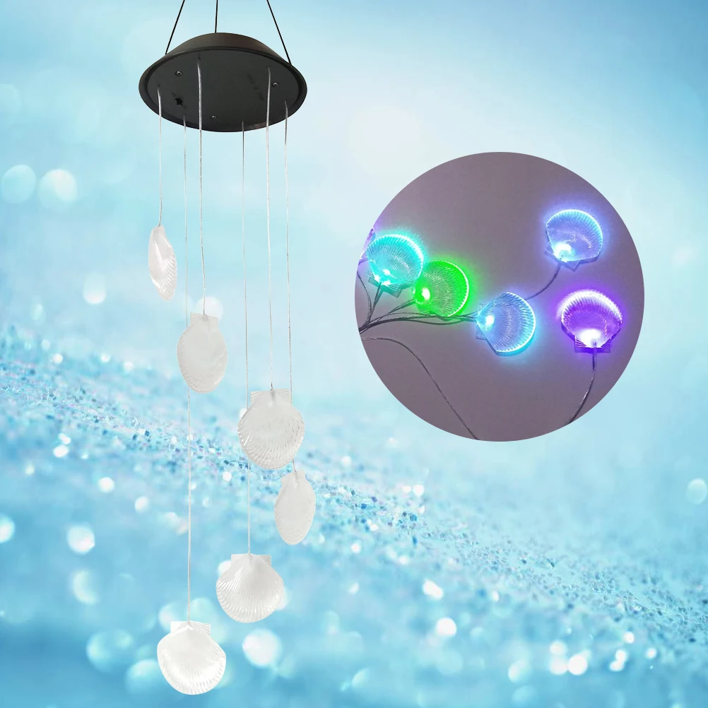 

Seashell Led Solar Mobile Color Changing Auto Light Sensor Decorative Hanging Lamp For Balcony Porch Patio Garden Home Outdoor