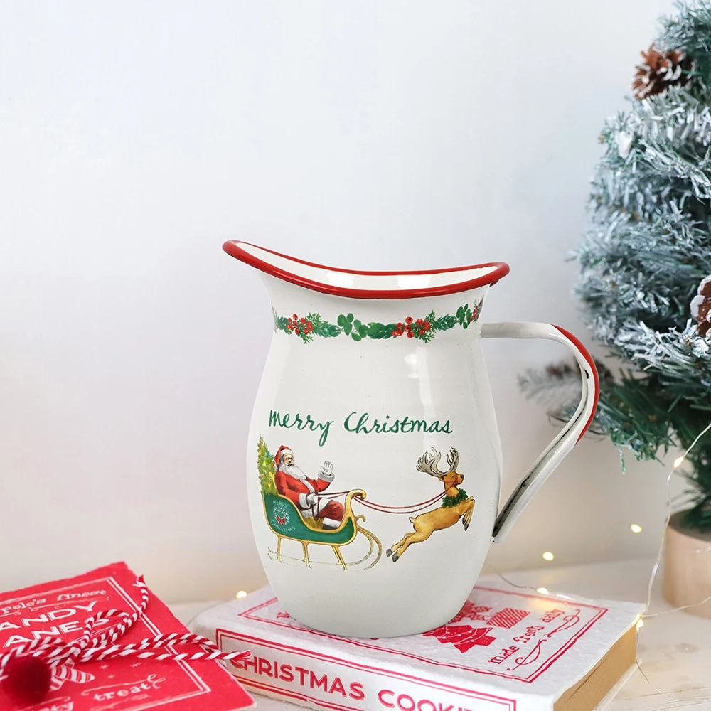 

1 Pcs Christmas decorations Metal Enamel Kettle Durable And Reusable Indoor And Outdoor Suitable For Camping Farmhouse And Part