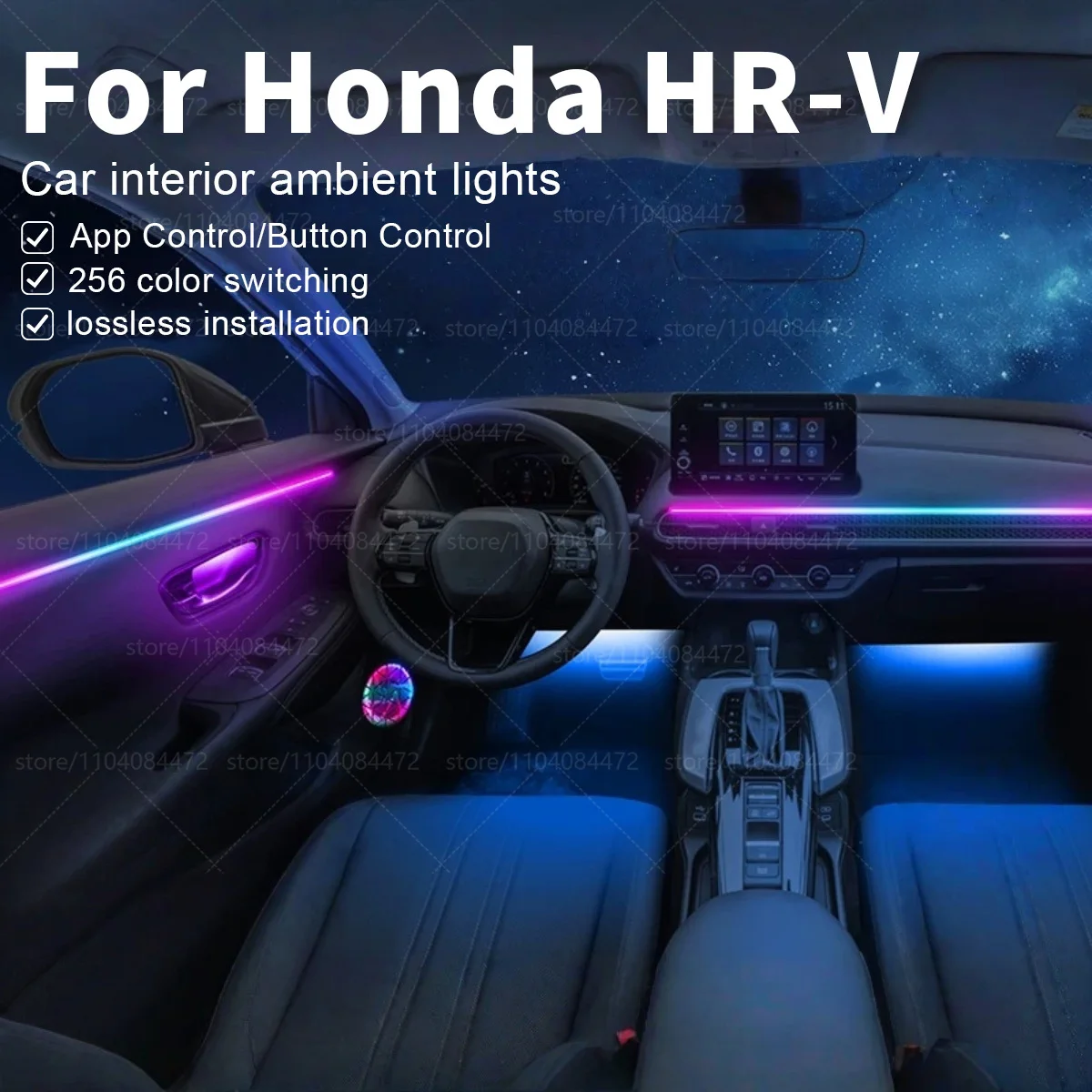 

For Honda HR-V GK5 22in1 RGB Car Interior Acrylic Car Ambient Lights RGB Hidden Acrylic Strip Decoration Atmosphere Accessories