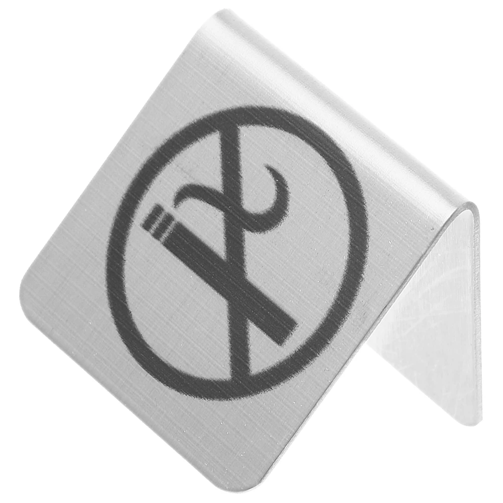 

No Smoking Sign Double Sided Stainless Steel Table Card Desktop Warning Indicator Signs Home Office Letter Board Display