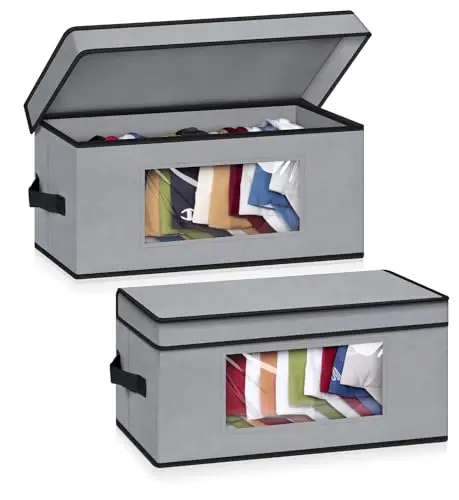 

2-Pack Fabric Storage Bins With Transparent Window For Baseball Caps And Hats, Stackable Door-Hanging Organizer