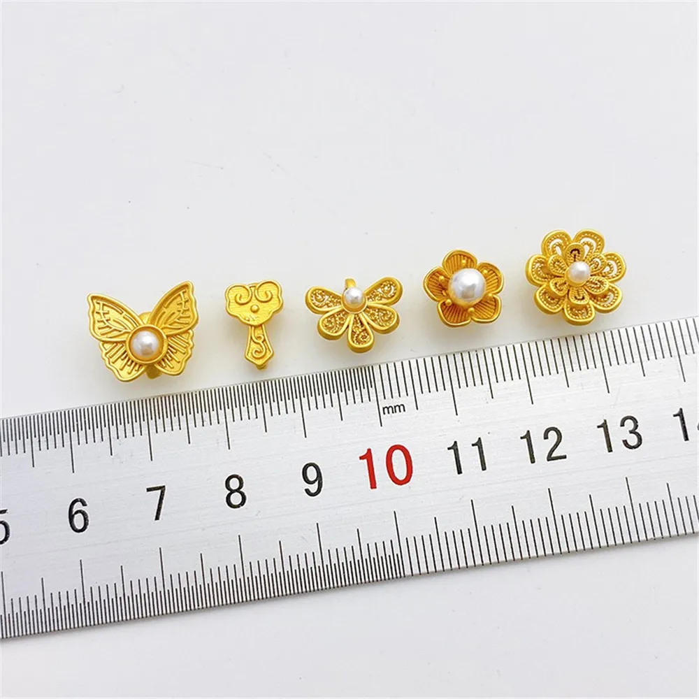 18K Matte Gold Flower Butterfly with Smooth Ending Buckle, Connecting Buckle, DIY Bracelet with Beads, Hand Woven K069