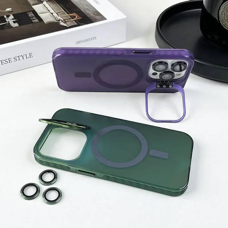 New IMD Phone Case Suitable for iPhone 16pro Lens Holder 15plus Magnetic Suction 14 All Inclusive 13 Matte 1211 Protective Cover