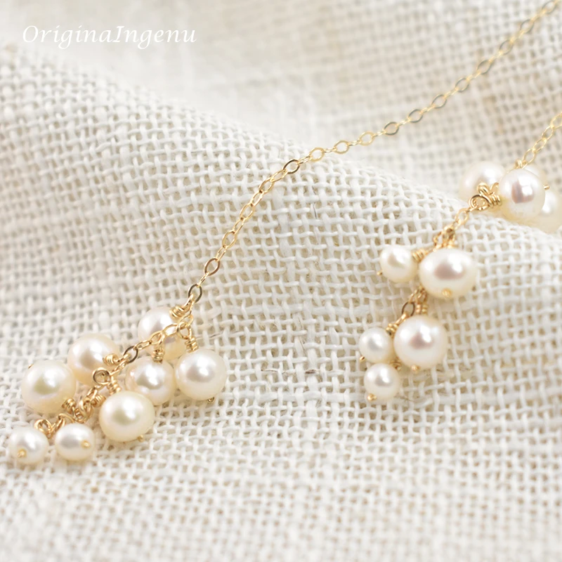 Prawdziwe 14K złoto wypełnione Y naszyjnik naturalny naszyjnik z pereł złoty naszyjnik typu Choker Handmade wisiorki Collier Femme Kolye Collares biżuteria Boho — zdjęcie 6