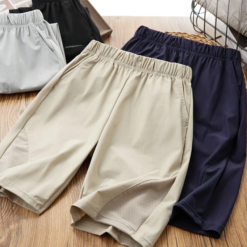 

2026 Boys‘ Ice Silk Quick-Dry Shorts, Summer Thin 7-Inch Pants for Big Kids Breathable Casual Sport Bottoms New Arrival