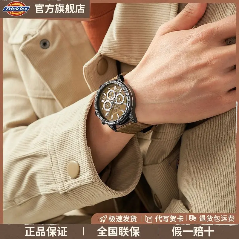 Original Dickies Watch Trendy Student Multifunctional Luminous, Personalized Waterproof Nylon Strap Quartz Watch CL-630