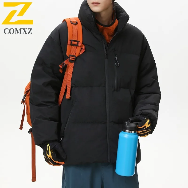COMXZ رجل أسفل سترة مقنعين في الهواء الطلق العمل يندبروف سترة 2025 موضة السفر سميكة شتاء دافئ جديد مبطن السترات #5