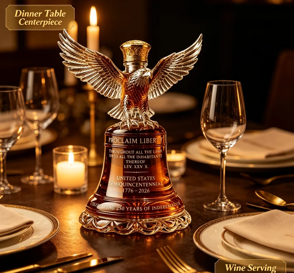 250 Years Independence Eagle Liberty Bell Crystal Decanter Large Capacity Whiskey Wine Bottle Elegant Bar Table  Collectible