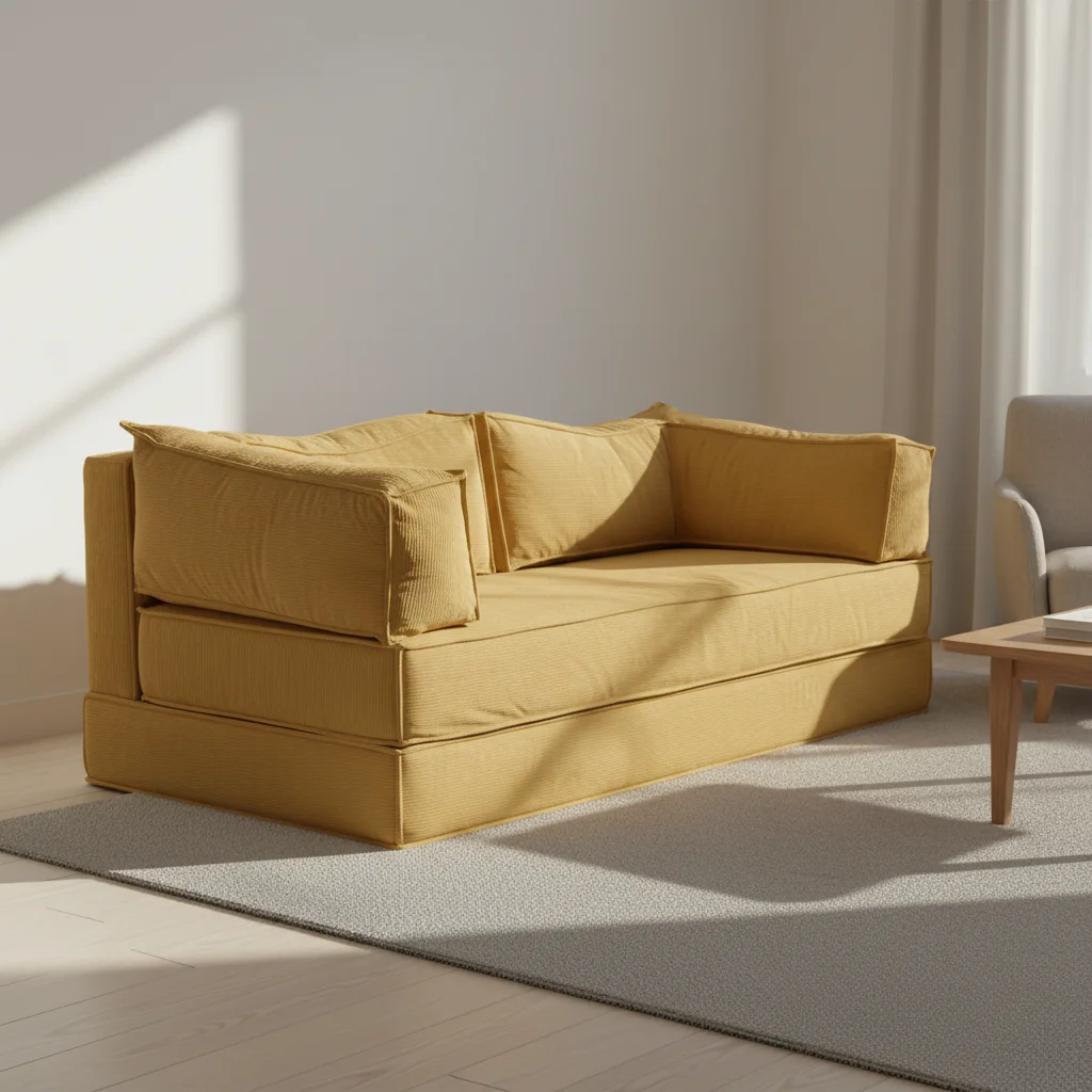 # Sofá Cama de Terciopelo Marrón de 2 Plazas con Espuma Viscoelástica Comprimida, Precio de Fábrica, Gran Oferta