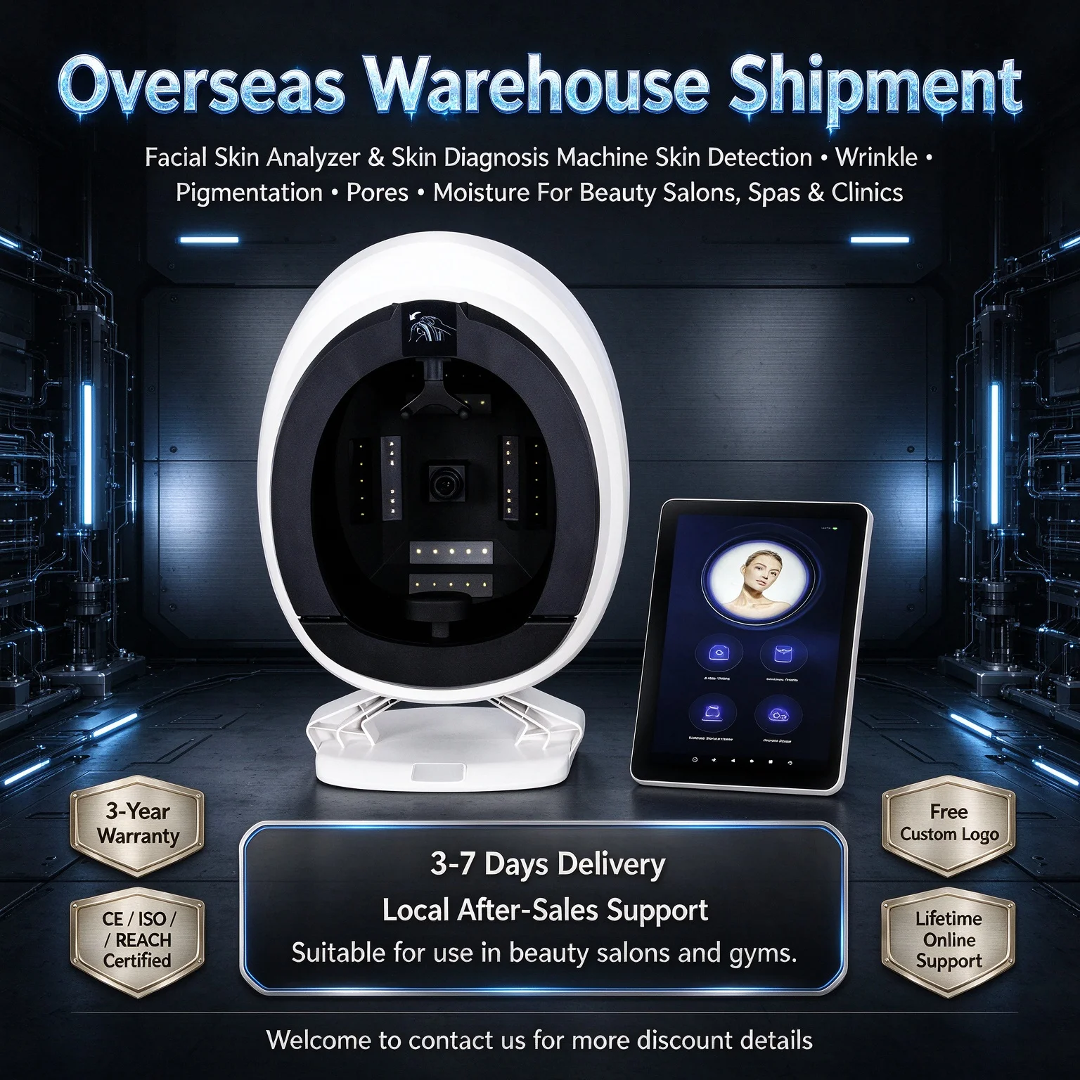 Q1 3D AI Skin Analyzer 8 Spectrum Facial Scanner Professional Skin Detector Deep Skin Analysis Machine For Beauty Salon Spa